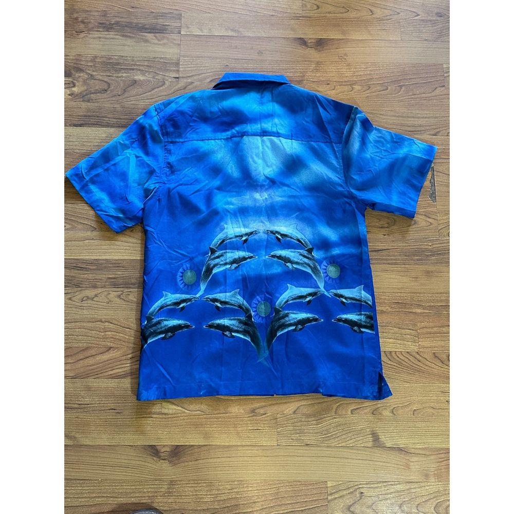 Vintage Sideout Dolphin Button Up Shirt Size Small Nature Ocean Art y2k